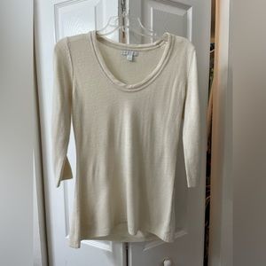 New York and Company small three-quarter inch sleeve cream sweater. Very soft!